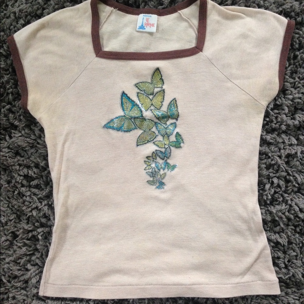 1970s fitted butterfly transfer tee